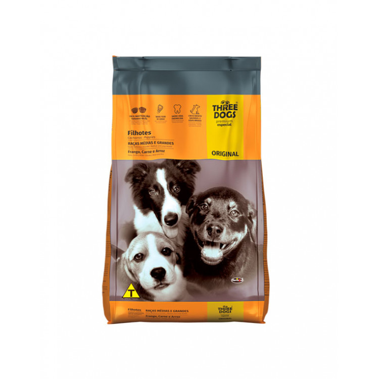 Three Dogs Original Cachorros Razas Medianas y Grandes 10Kg