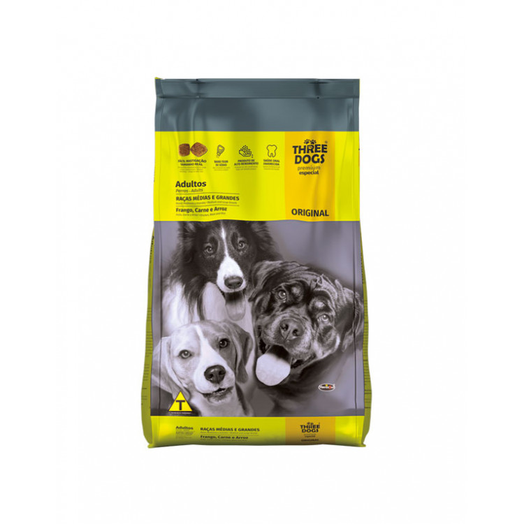 Three Dogs Original Adulto Raza Mediana y Grande 20Kg