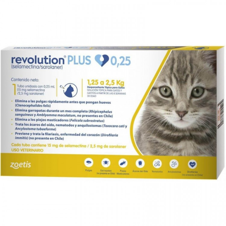 Revolution Plus Kitten pipeta gatitos 1,25 Kg - 2,5 Kg.