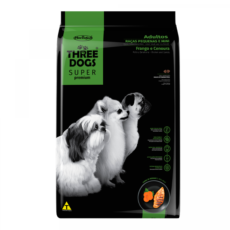 Three Dogs Super Premium Adult Mini & Small Breeds 10Kg. Three Dogs Super Premium Adult Mini & Small Breeds 10Kg.