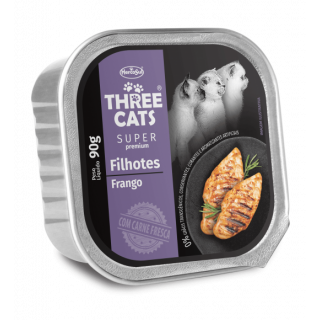 Three Cats Super Premium Paté de pollo Kitten lata 90 g. 1u-12u.