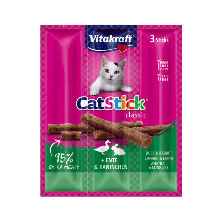Vitakraft Cat Stick Classic x 3 barras sabor pato y conejo