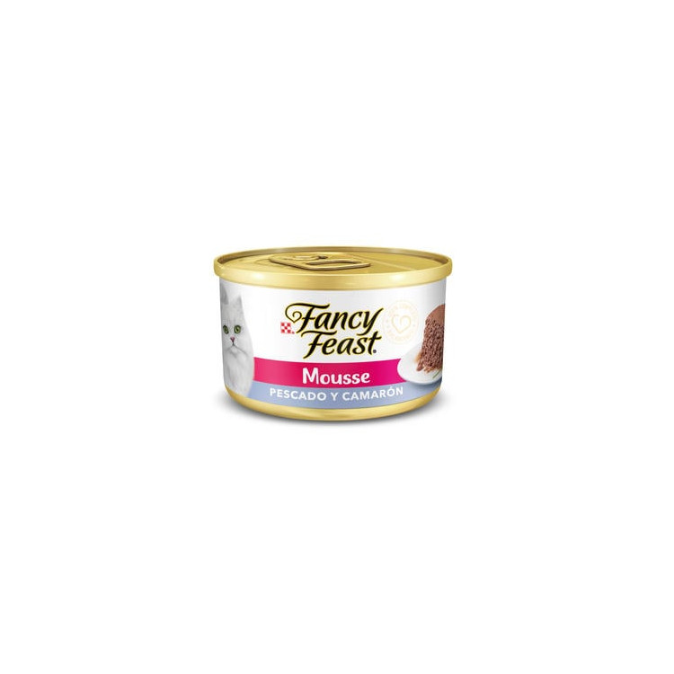 Fancy Feast Mousse pescado camarón lata 85 g. x1u - x8u