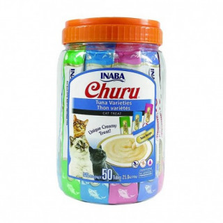 Snack cremoso Churu gatos variedades atún frasco 50 tubos