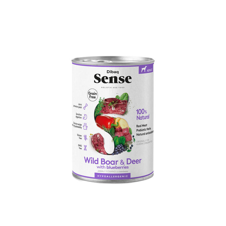 Dibaq Sense Paté Grain Free Wild Boar & Deer lata 380 g. para perros Dibaq Sense Paté Grain Free Wild Boar & Deer lata 380 g. para perros