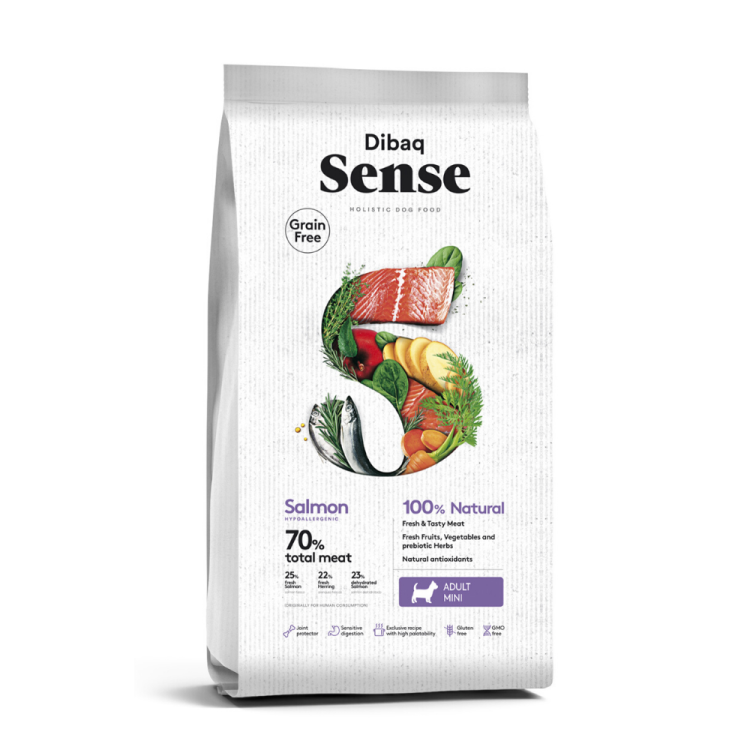 Dibaq Sense Grain Free Salmon Adult Mini 500g - 2Kg - 6Kg.