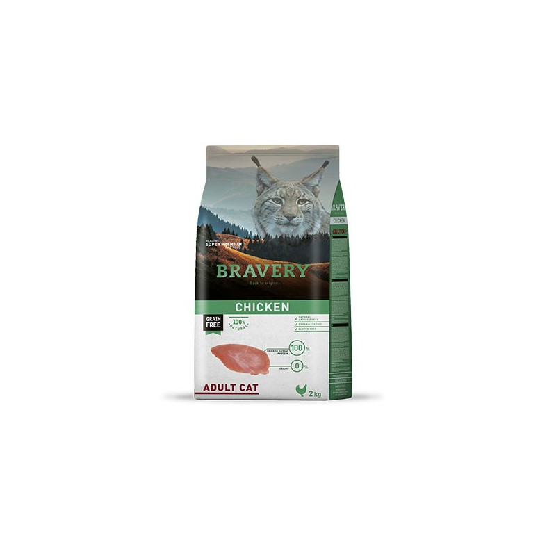 Bravery Grain Free Pollo Gato Adulto 2Kg - 7 Kg.