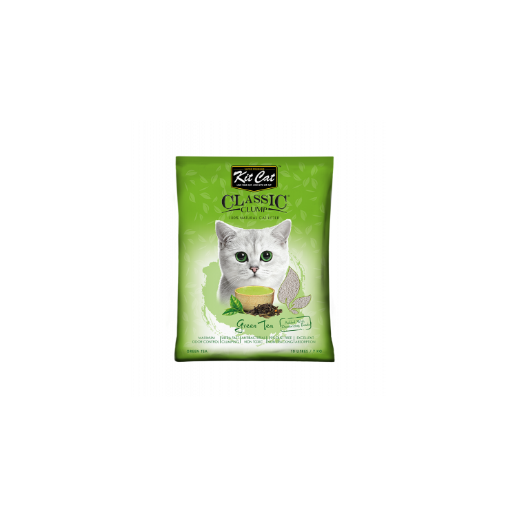 Kit Cat Classic Clump Té Verde arena aglomerante 7 Kg.