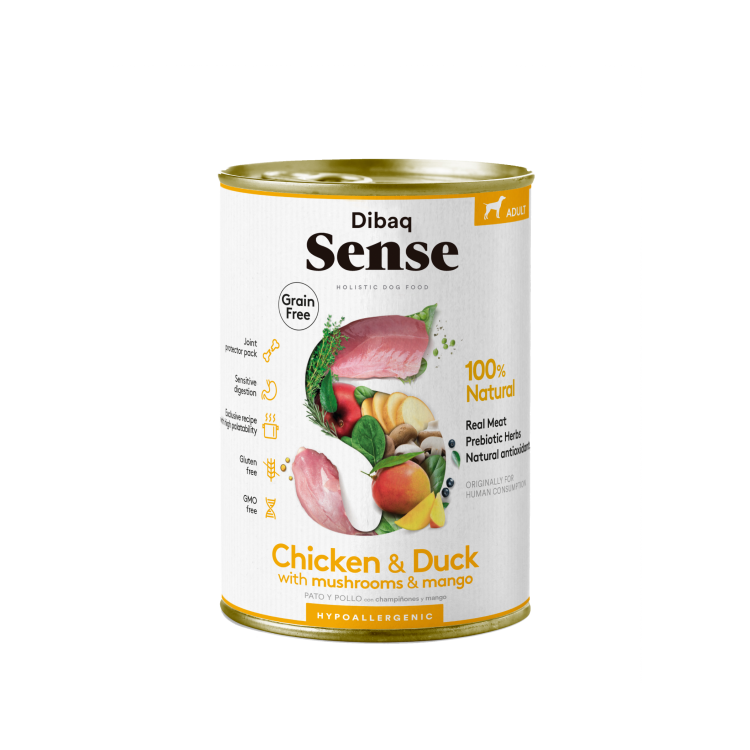 Dibaq Sense Paté Grain Free Chicken & Duck para perros lata 380 g.
