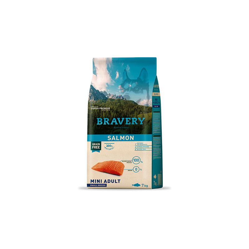 Bravery Grain Free "Salmon Mini Adult" 7 Kg.