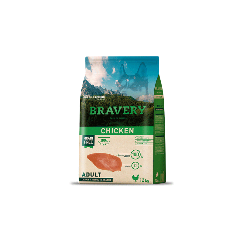 Bravery Grain Free Pollo "Adultos Medianos y Grandes" 12 Kg.