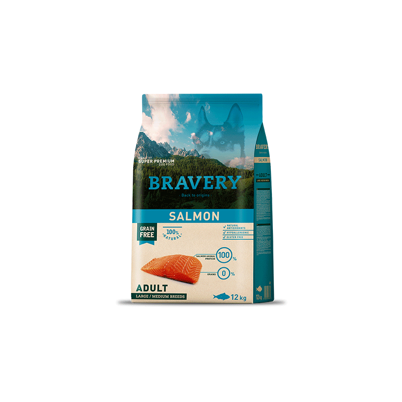 Bravery Grain Free Salmón Adultos Medianos y Grandes 12 Kg.