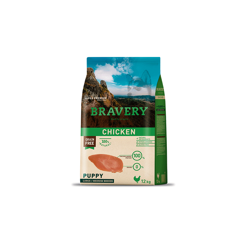 Bravery Grain Free Puppy Pollo "Cachorros Med Grandes" 12 Kg