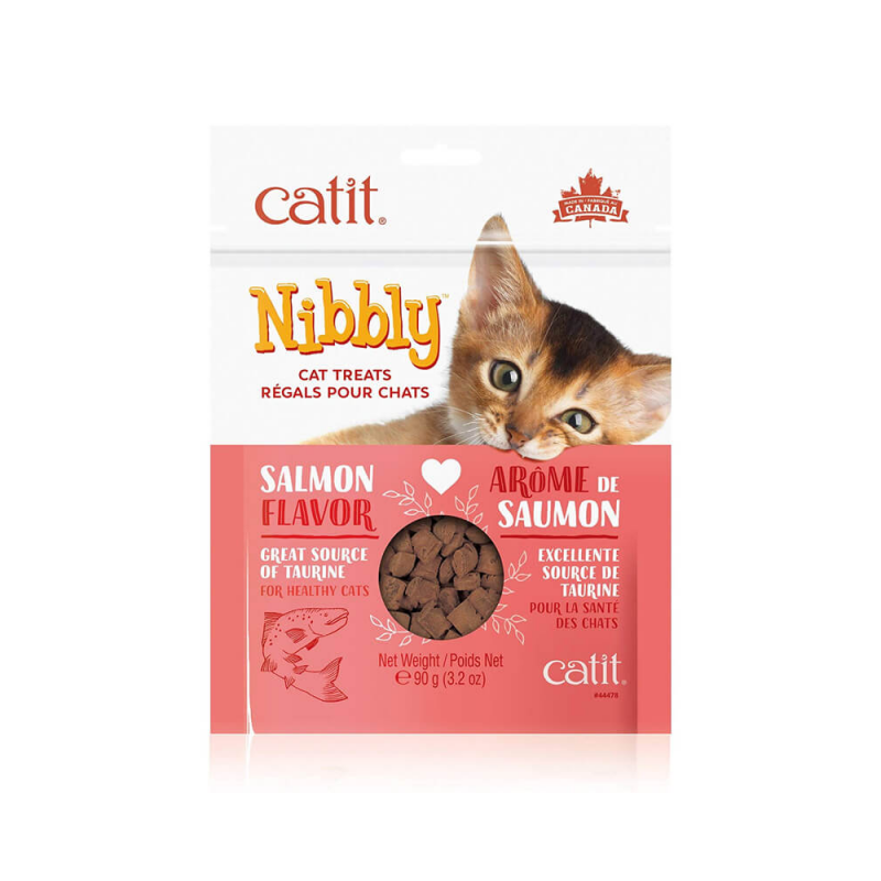 Nibbly Salmón Catit snack crocante para gatos 90 g.