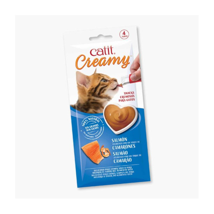 Snack Cremoso para Gatos Catit "Creamy Salmón & Camarones"