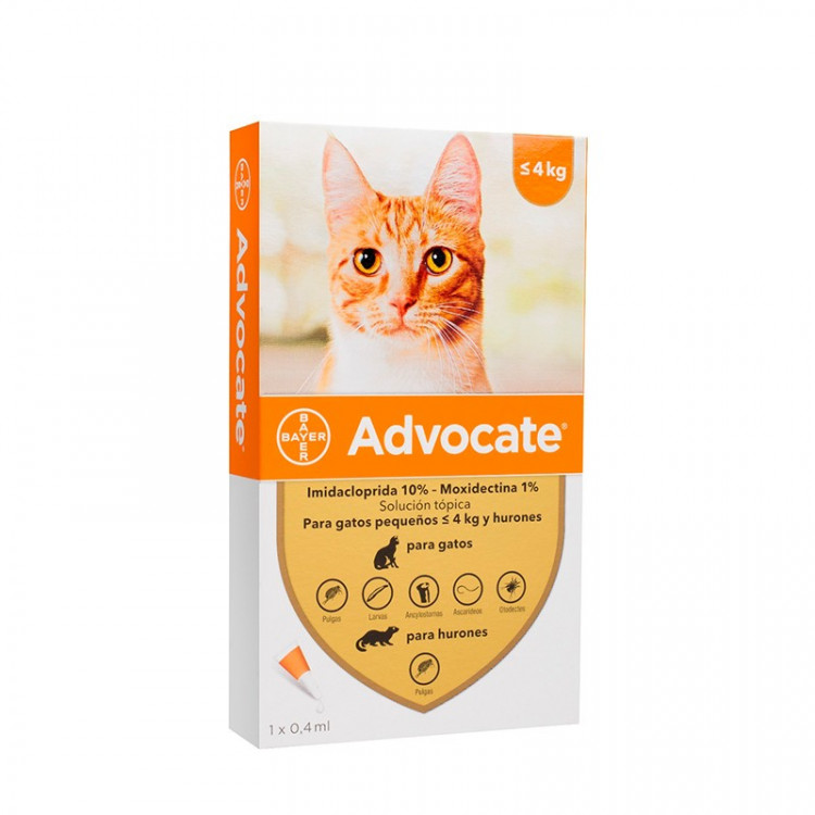 Advocate Pipeta Antipulgas y Antiparasitaria Gatos 4 Kg.