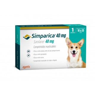 Simparica contra Pulgas Garrapatas 10 - 20 Kg x 1 Comp