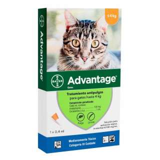 Advantage Pipeta Antipulgas Gatos hasta 4 Kg.