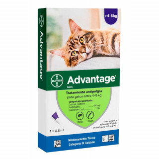 Advantage Pipeta Antipulgas Gatos 4 Kg - 8 Kg.