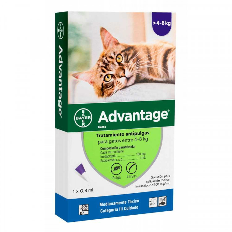 Advantage Pipeta Antipulgas Gatos 4 Kg - 8 Kg.