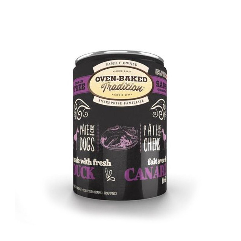 Oven Baked Pate Pato grain free para perros lata 354 g.