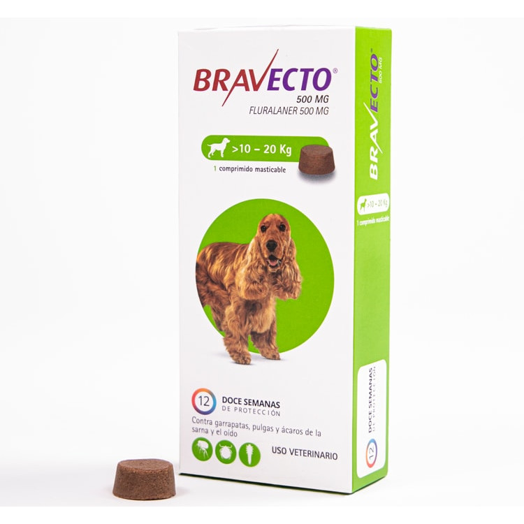 Bravecto Perros 10 - 20 Kg. comprimido pulgas garrapatas