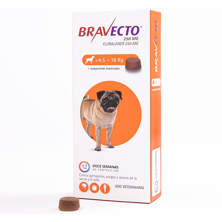 Bravecto Perros 4,5 - 10 Kg. comprimido pulgas garrapatas